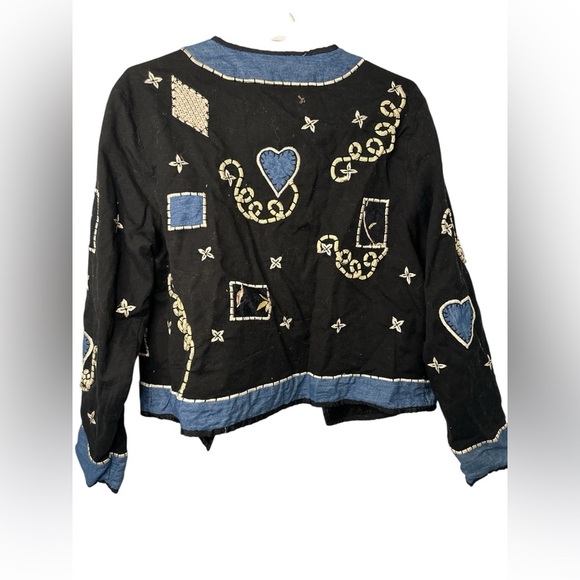 New Identity Black with Denim Patches Embroidery Jacket - Picture 2 of 8